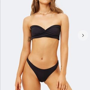 NWT Frankies Bikinis Black strapless top / cheeky bottoms